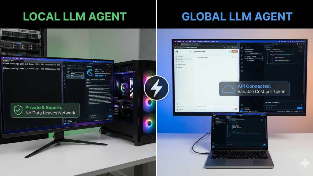 Running Coding Agents: Local LLM vs Global